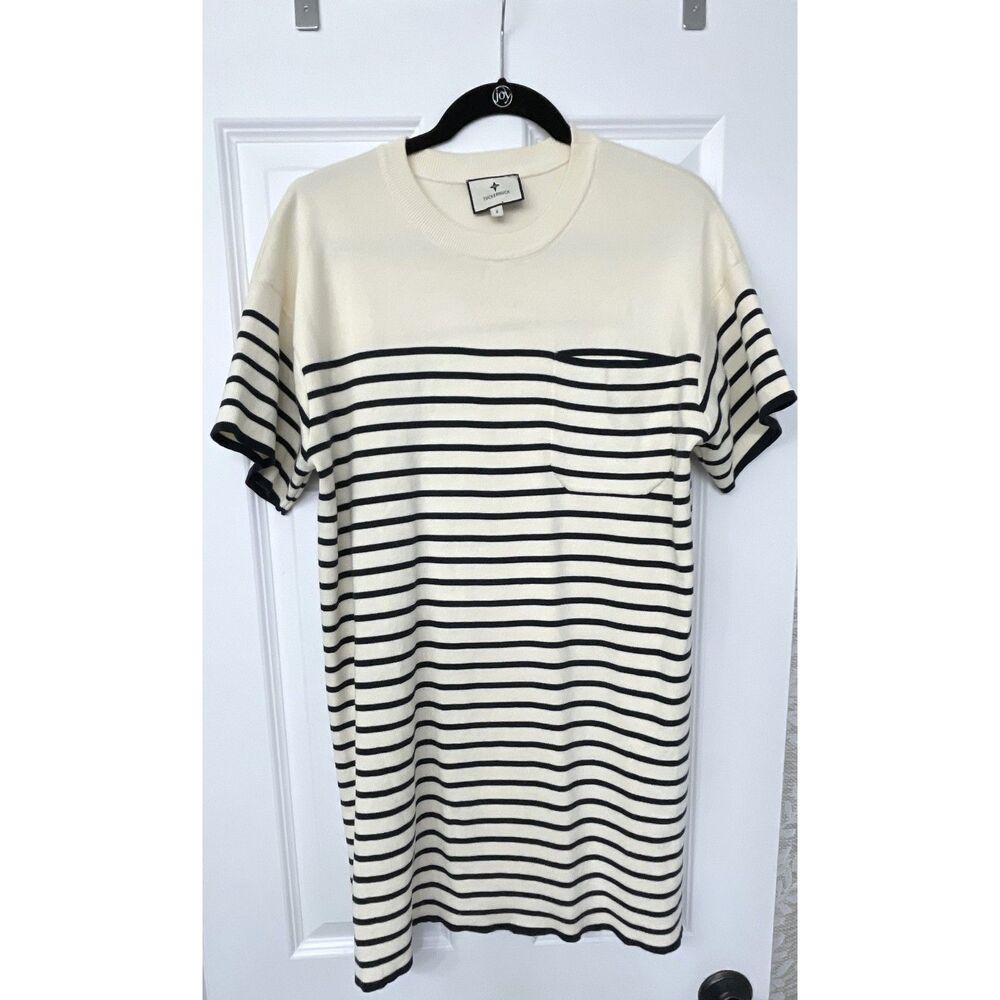 Tuckernuck Women's Knit Striped Black/Cream Mini Dress S